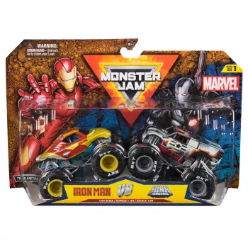Monster Jam oficialūs „Marvel“ Geležinis žmogus prieš Karo mašiną liejami monstrų sunkvežimiai, 1:64 skalė, žaislai vaikams nuo 3 metų