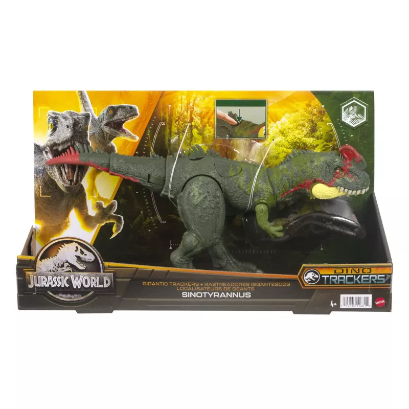 MATTEL Jurassic World GIGANTIC TRACKERS Sinotyrannus žalias raudonas plastikinis 4+