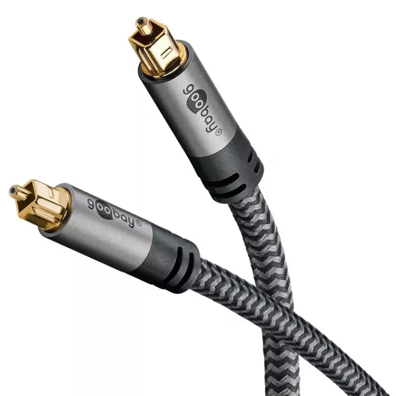 Skaitmeninis optinis garso kabelis WENTRONIC Goobay 65305 TOSLINK–TOSLINK 2 m, varis, paauksuoti kontaktai, juodas/sidabrinis