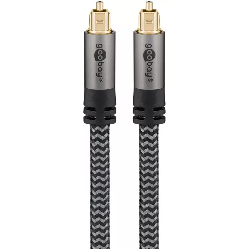 Skaitmeninis optinis garso kabelis WENTRONIC Goobay 65305 TOSLINK–TOSLINK 2 m, varis, paauksuoti kontaktai, juodas/sidabrinis