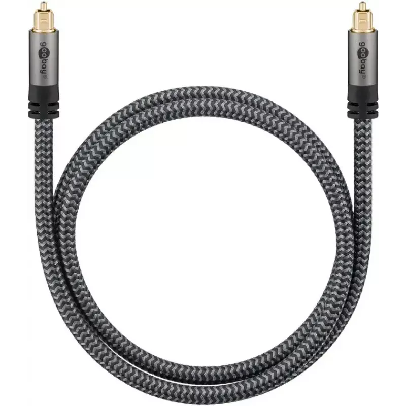 Skaitmeninis optinis garso kabelis WENTRONIC Goobay 65305 TOSLINK–TOSLINK 2 m, varis, paauksuoti kontaktai, juodas/sidabrinis