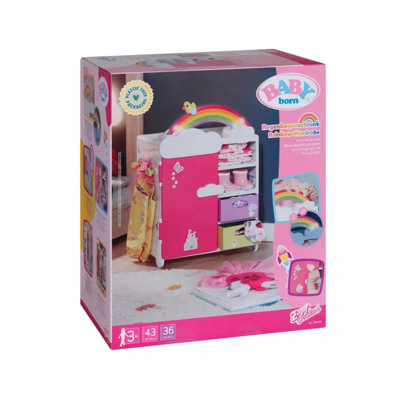 Lėlių spinta Zapf Creation BABY born Rainbow Wardrobe su šviesos efektais