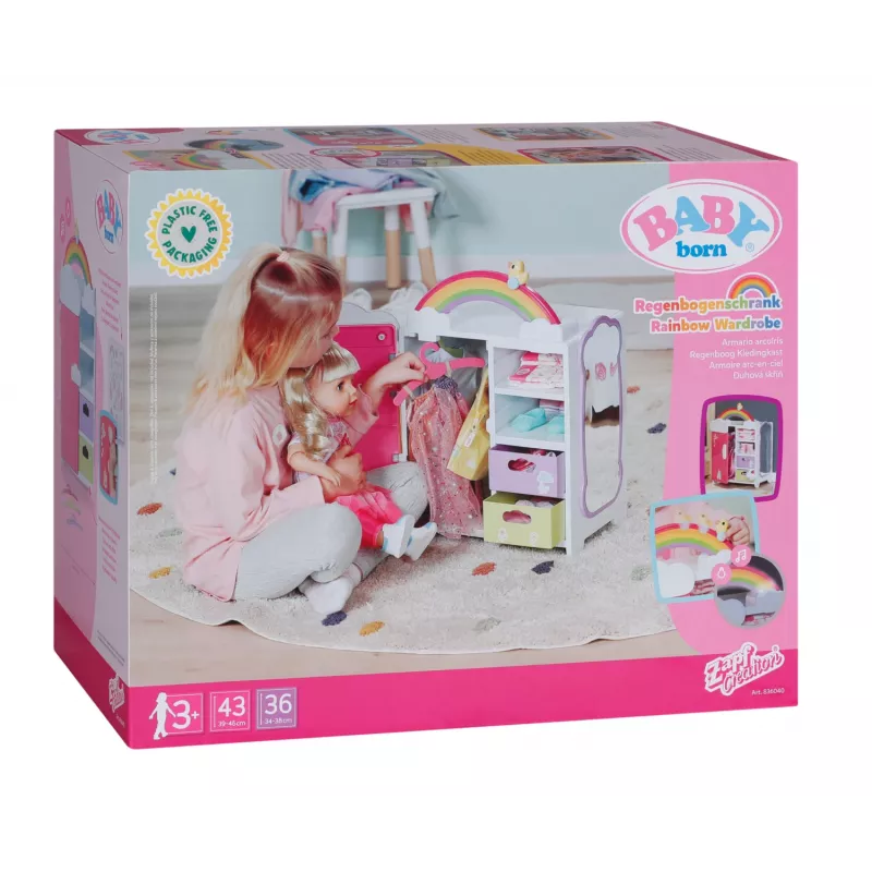 Lėlių spinta Zapf Creation BABY born Rainbow Wardrobe su šviesos efektais