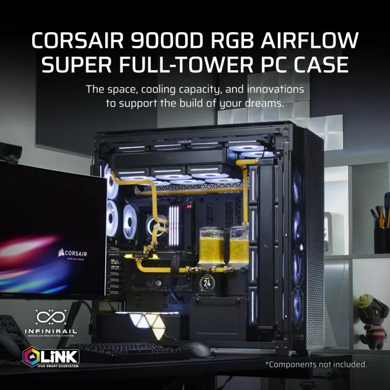 CORSAIR 9000D RGB Airflow Super pilno dėžės korpusas