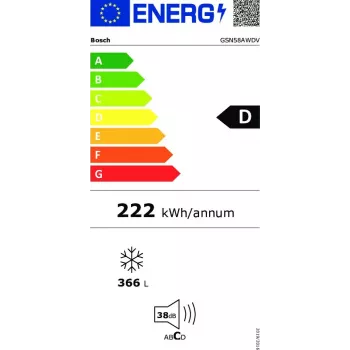 Bosch Serie 6 GSN58AWDV vertikalus šaldiklis 366 L baltas