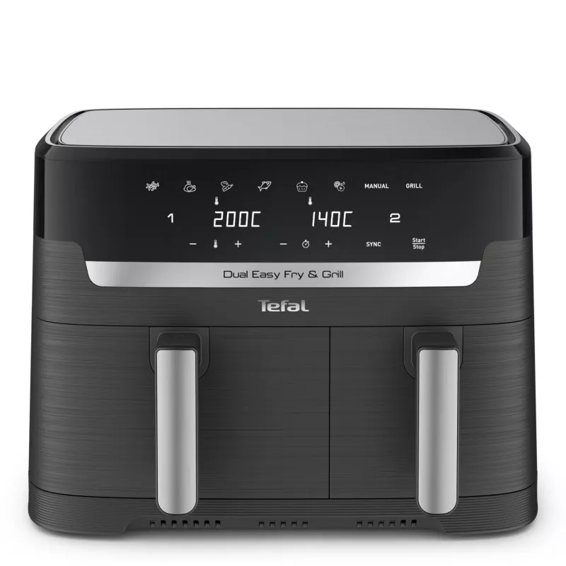 Tefal Dual Easy Fry & Grill EY905B dviguba karšto oro gruzdintuvė 8,3 L 2700 W pilka
