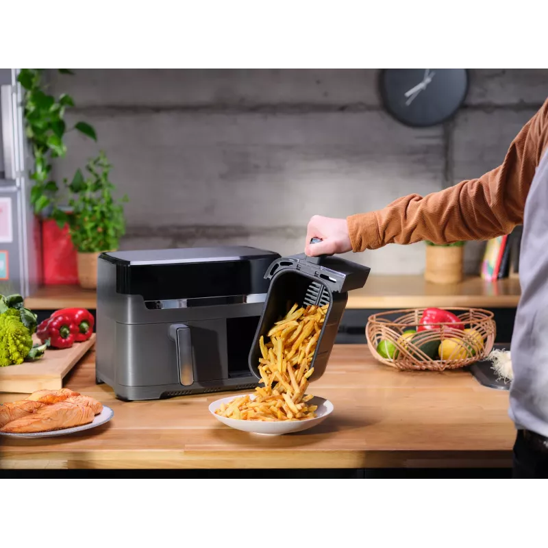 Tefal Dual Easy Fry & Grill EY905B dviguba karšto oro gruzdintuvė 8,3 L 2700 W pilka