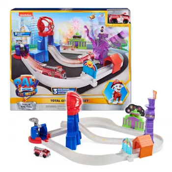 PAW Patrol True Metal Total City Rescue Movie Track Set su išskirtiniu Marshall automobiliu, 1:55 skalė, žaislai vaikams nuo 3 metų