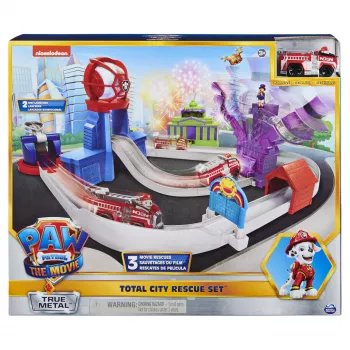 PAW Patrol True Metal Total City Rescue Movie Track Set su išskirtiniu Marshall automobiliu, 1:55 skalė, žaislai vaikams nuo 3 metų