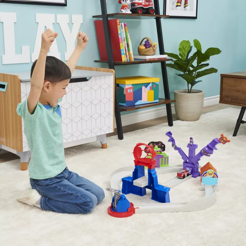 PAW Patrol True Metal Total City Rescue Movie Track Set su išskirtiniu Marshall automobiliu, 1:55 skalė, žaislai vaikams nuo 3 metų