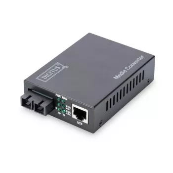 DIGITUS Media keitiklis, daugiamodis 10/100Base-TX į 100Base-FX, su maitinimo šaltiniu, SC jungtimi, iki 2 km