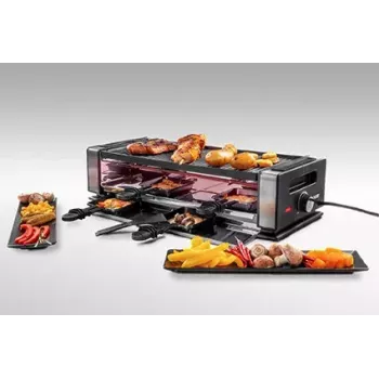 Unold 48730 raclette kepsninė 8 asmenims 1200 W Juoda, Nerūdijantis plienas