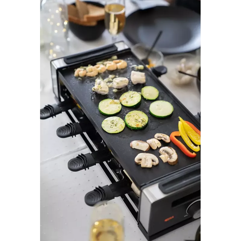 Unold 48730 raclette kepsninė 8 asmenims 1200 W Juoda, Nerūdijantis plienas