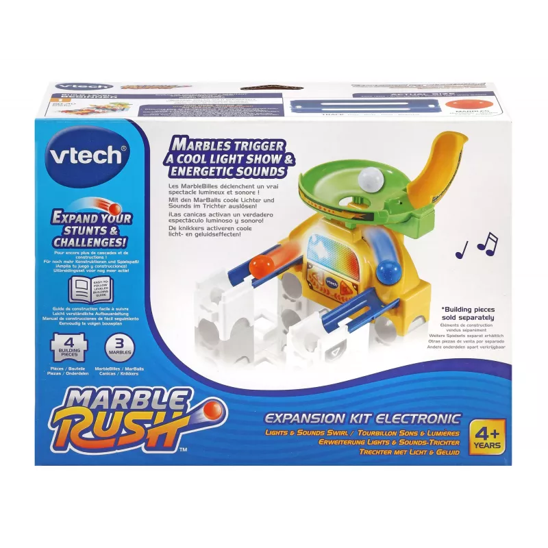 VTech Marble Rush – elektroninis plėtimo rinkinys su piltuvu, 4 m., garsinis, AA, plastikinis, įvairiaspalvis