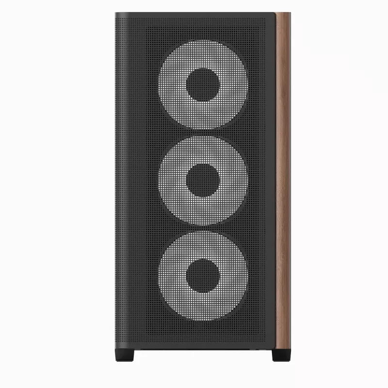 Mini bokštinis kompiuterio korpusas Aerocool D301A Black Wood su ATX maitinimo šaltiniu