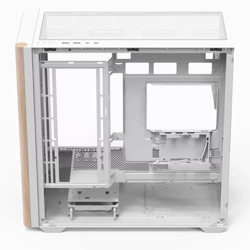 Aerocool D301A Mini Tower baltas, medinis akcentas