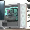 Aerocool D301A Mini Tower baltas, medinis akcentas