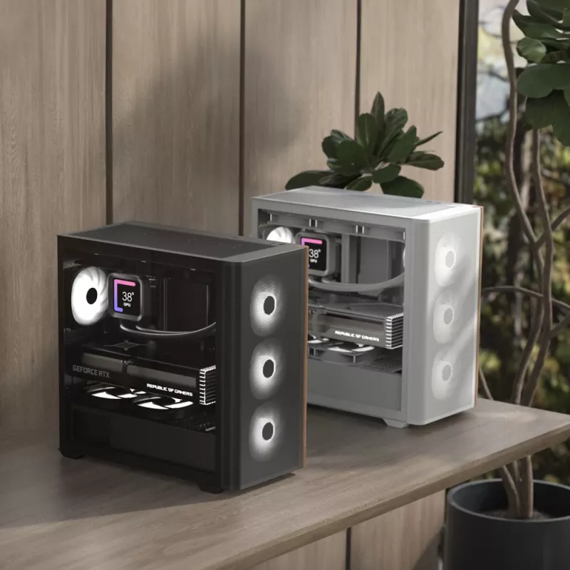 Aerocool D301A Mini Tower baltas, medinis akcentas