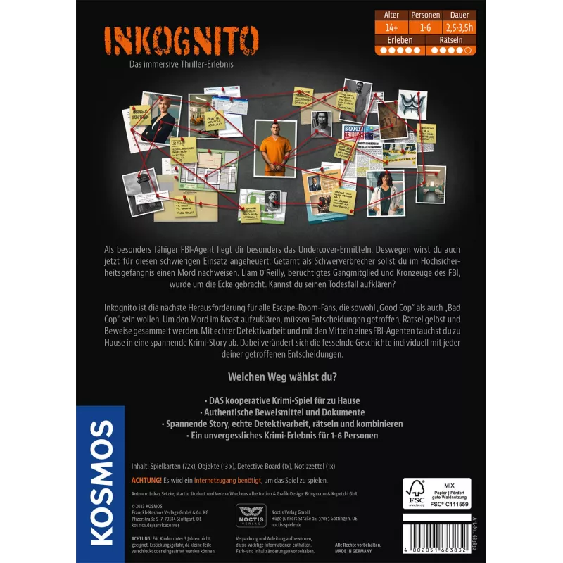Kosmos Masters of Crime - Inkognito stalo žaidimas Detektyvas