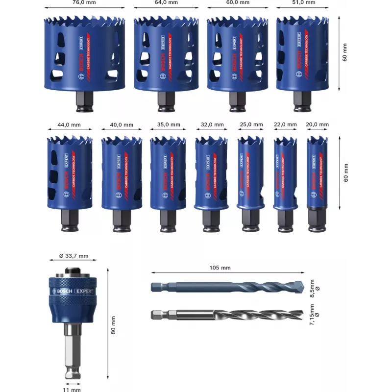 Bosch 2 608 900 447 pjūklo antgalis skylėms pjauti 11 vnt.