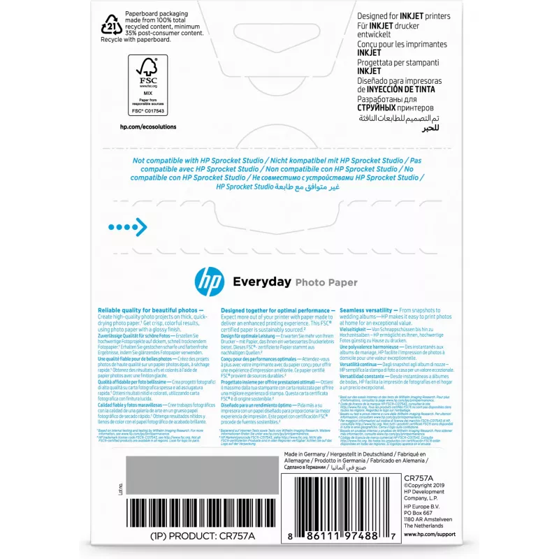 HP Everyday nuotraukų popierius blizgus 200 g/m² 10x15 cm (101x152 mm) 100 lapų