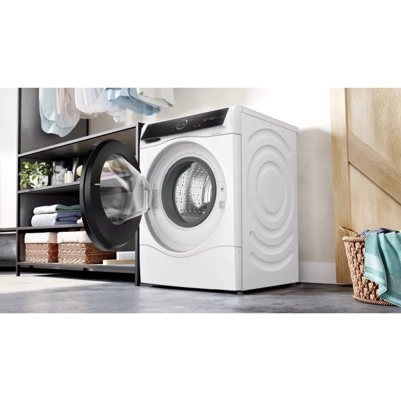 Bosch Serie 8 WNC254A40 skalbyklė su džiovykle, laisvai pastatoma, priekinio pakrovimo, balta