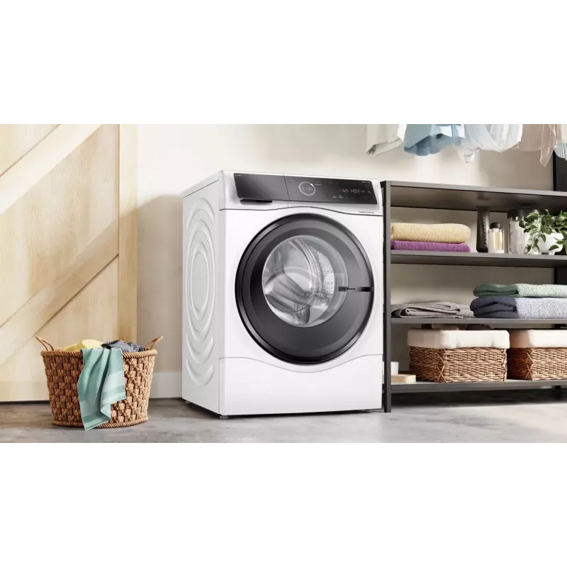 Bosch Serie 8 WNC254A40 skalbyklė su džiovykle, laisvai pastatoma, priekinio pakrovimo, balta