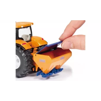 Siku traktorius su sniego plūgu ir druskos barstytuvu, modelis 1:50, iš anksto surinktas