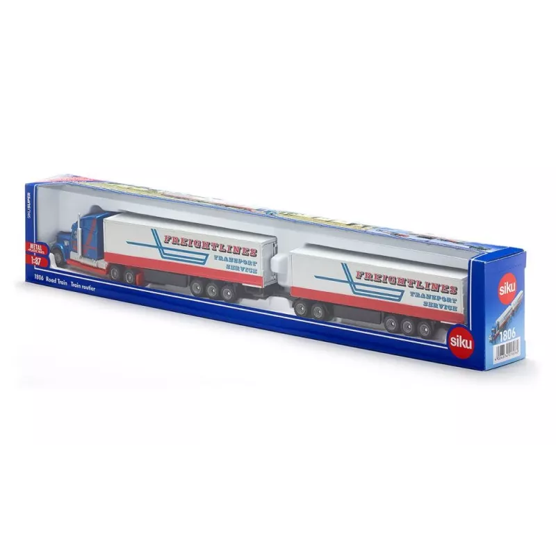 Siku Road Train modelis, surinktas, 1:87, metalas, plastikas, mėlyna, raudona, balta