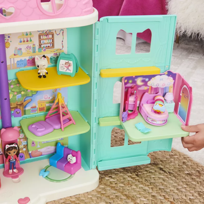 Gabby's Dollhouse „Saldžių sapnų miegamasis“ su Pillow Cat figūrėle, 3 aksesuarais, 3 baldais ir 2 siuntomis, žaislas vaikams nuo 3 metų
