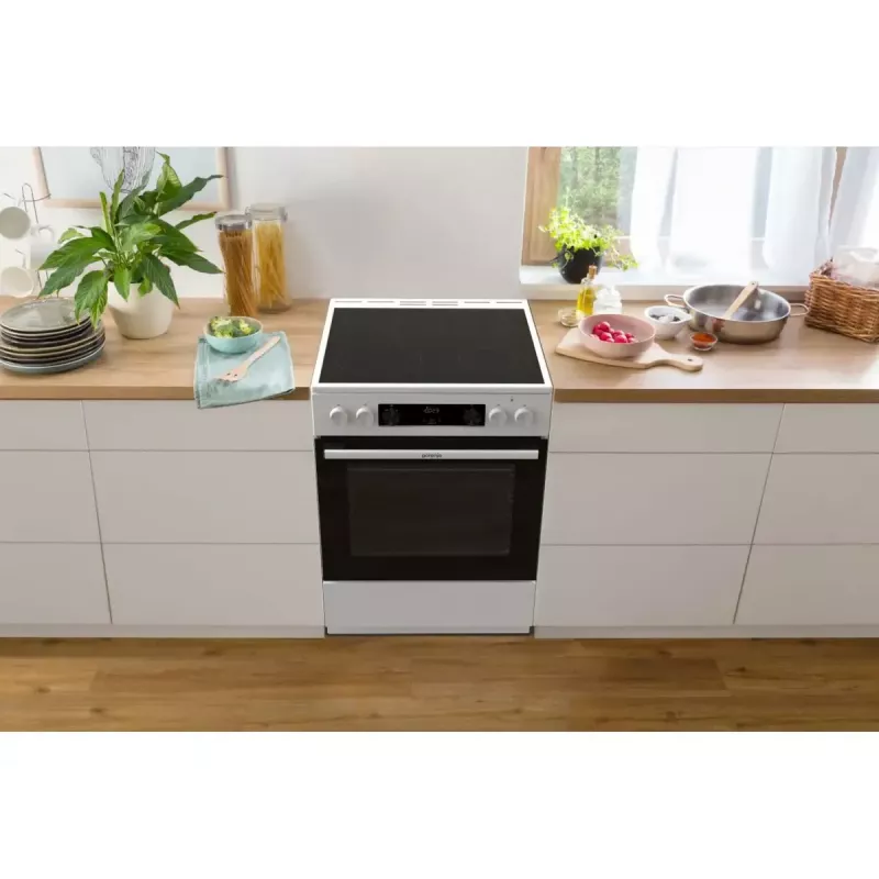 Laisvai pastatoma viryklė Gorenje GEC6C40WD su keramine kaitlente ir elektrine orkaite, juoda/balta