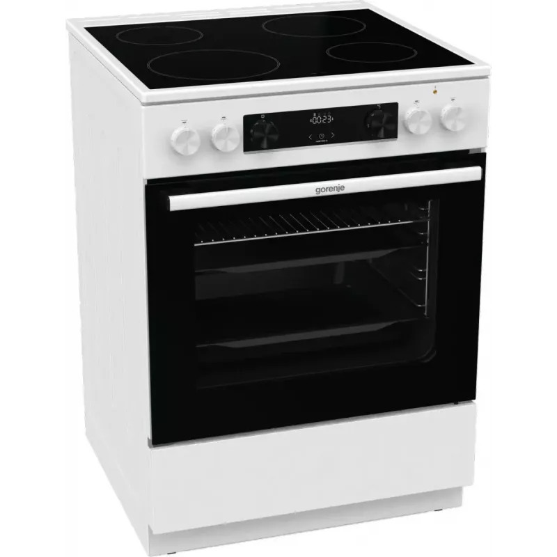 Laisvai pastatoma viryklė Gorenje GEC6C40WD su keramine kaitlente ir elektrine orkaite, juoda/balta