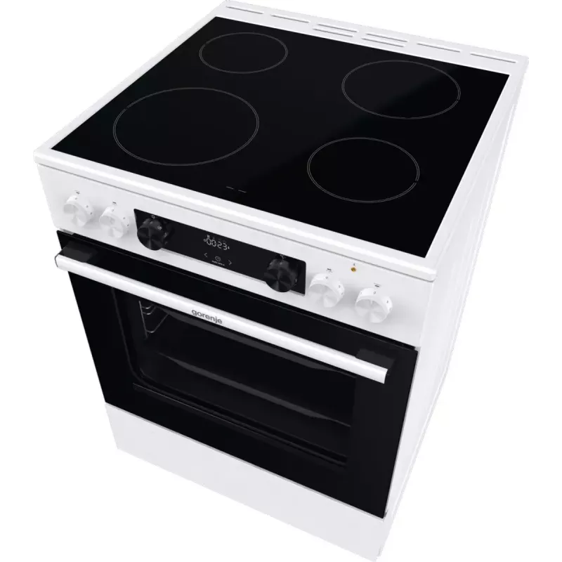 Laisvai pastatoma viryklė Gorenje GEC6C40WD su keramine kaitlente ir elektrine orkaite, juoda/balta