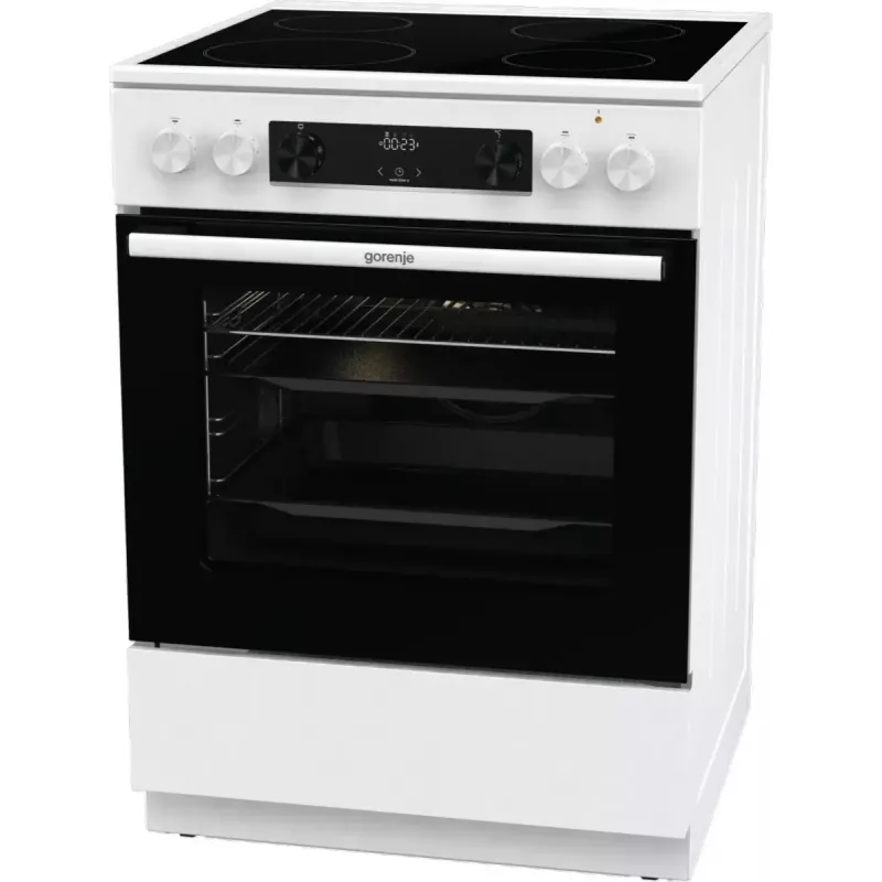 Laisvai pastatoma viryklė Gorenje GEC6C40WD su keramine kaitlente ir elektrine orkaite, juoda/balta
