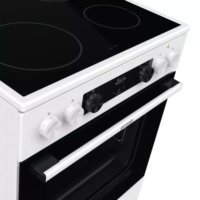 Laisvai pastatoma viryklė Gorenje GEC6C40WD su keramine kaitlente ir elektrine orkaite, juoda/balta