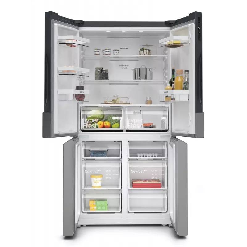 Šaldytuvas Siemens iQ300 KF96NVPEA šalia šaldiklio, laisvai pastatomas, 605 L, sidabrinis