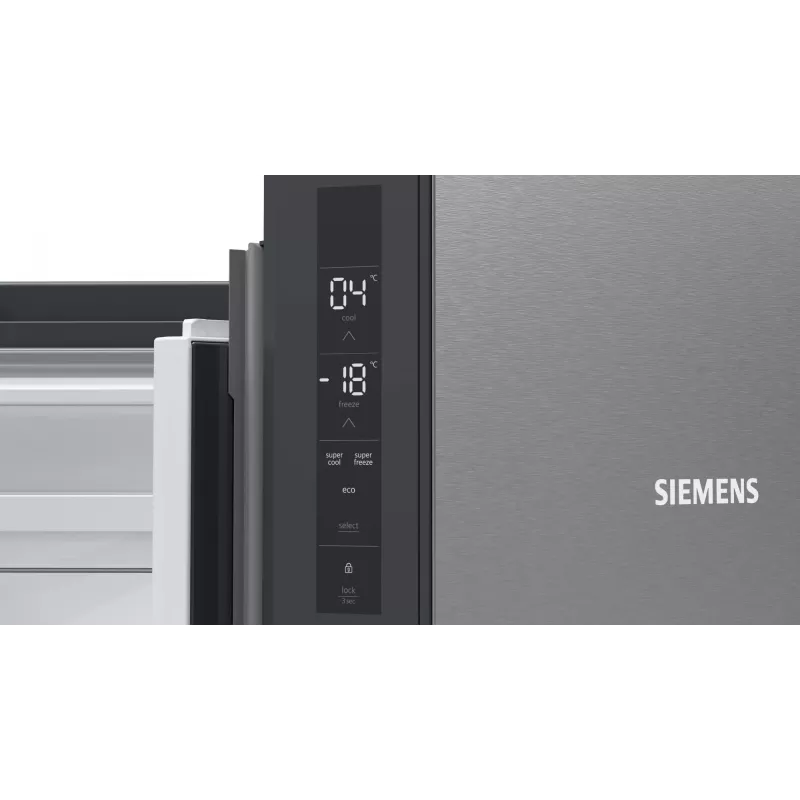 Šaldytuvas Siemens iQ300 KF96NVPEA šalia šaldiklio, laisvai pastatomas, 605 L, sidabrinis