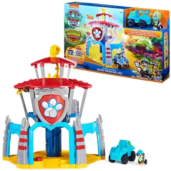 PAW Patrol Dino Rescue HQ žaidimų rinkinys su garsais, išskirtine Rekso figūrėle ir transporto priemone