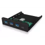 USB stotelė ICY BOX IB-HUB1418-i3 – GL3520/ASM1543 mikroschemos, juoda, 101×137×25 mm