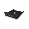 USB stotelė ICY BOX IB-HUB1418-i3 – GL3520/ASM1543 mikroschemos, juoda, 101×137×25 mm
