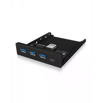 USB stotelė ICY BOX IB-HUB1418-i3 – GL3520/ASM1543 mikroschemos, juoda, 101×137×25 mm