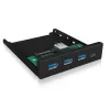USB stotelė ICY BOX IB-HUB1418-i3 – GL3520/ASM1543 mikroschemos, juoda, 101×137×25 mm