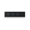 USB stotelė ICY BOX IB-HUB1418-i3 – GL3520/ASM1543 mikroschemos, juoda, 101×137×25 mm