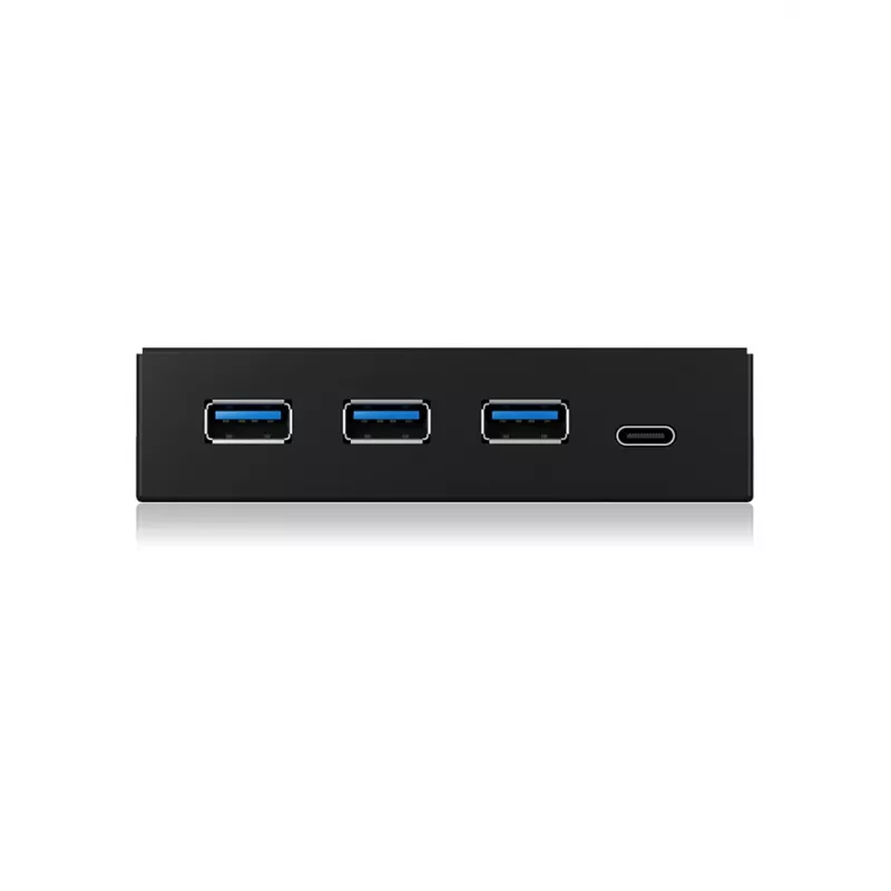 USB stotelė ICY BOX IB-HUB1418-i3 – GL3520/ASM1543 mikroschemos, juoda, 101×137×25 mm