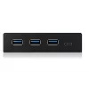 USB stotelė ICY BOX IB-HUB1418-i3 – GL3520/ASM1543 mikroschemos, juoda, 101×137×25 mm