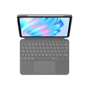 LOGITECH Combo Touch iPad Air 11 colių 5 kartai Oksfordo pilka Qwertz Vokiška klaviatūra