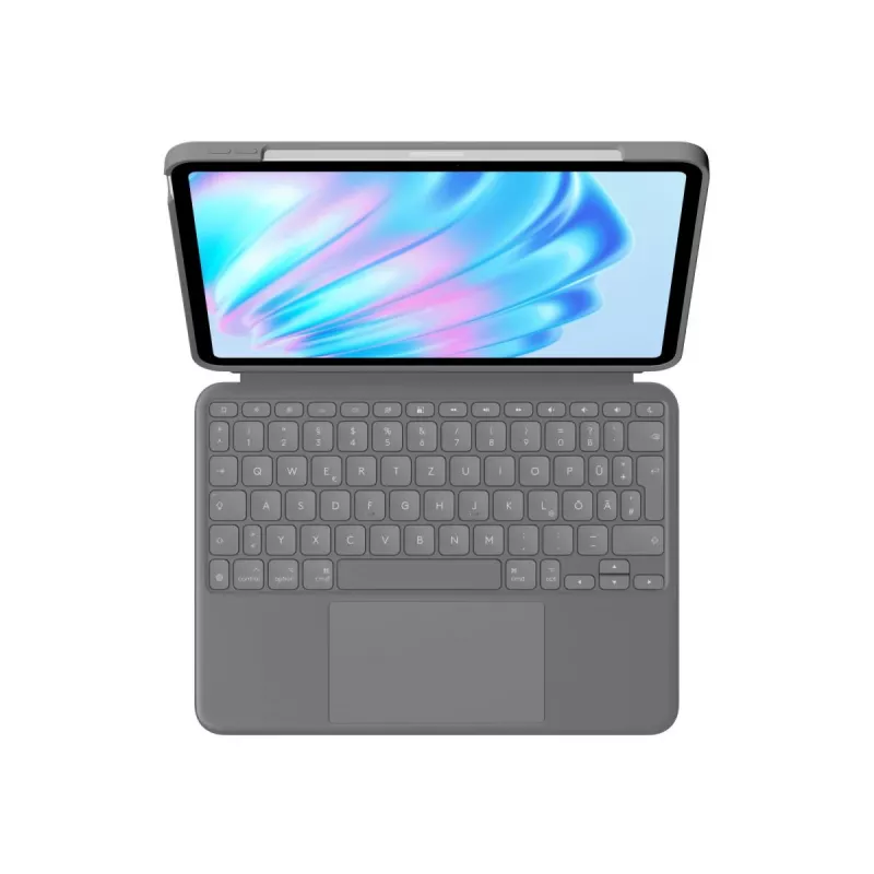 LOGITECH Combo Touch iPad Air 11 colių 5 kartai Oksfordo pilka Qwertz Vokiška klaviatūra