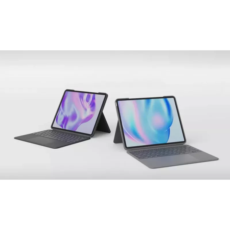 LOGITECH Combo Touch iPad Air 11 colių 5 kartai Oksfordo pilka Qwertz Vokiška klaviatūra