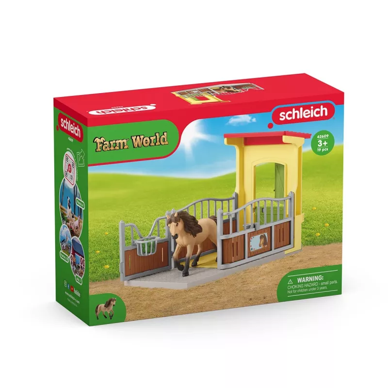 schleich FARM WORLD Dėžutė su Islandijos poniu, Ūkis, Pastatai, Ūkio gyvūnai, Arklidė, Žirgai, 3 m., Įvairiaspalvis