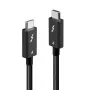 Lindy 1m Thunderbolt 4 laidas, 40Gbps, pasyvus, vyriškas, vyriškas, 1 m, 40 Gbit/s, Juoda, Nikelis/Auksas